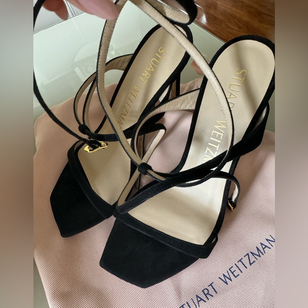 Black suede Stuart Weizman heel brand new